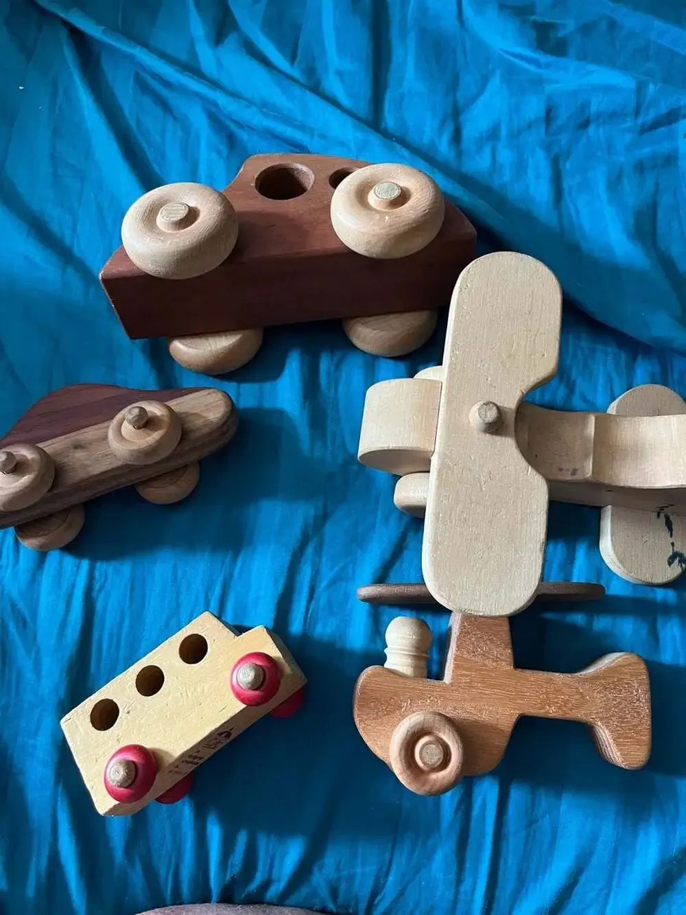 Vintage Handmade Wooden Toy Vehicle Set